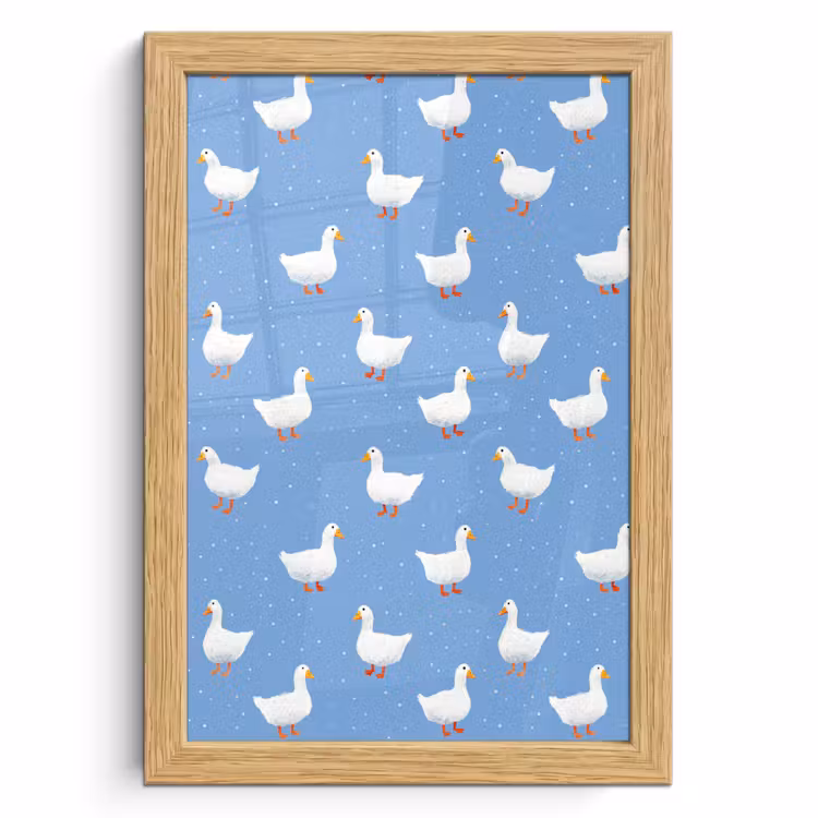 Poster met lijst - Ganzen - Elegant - Blauw — 1