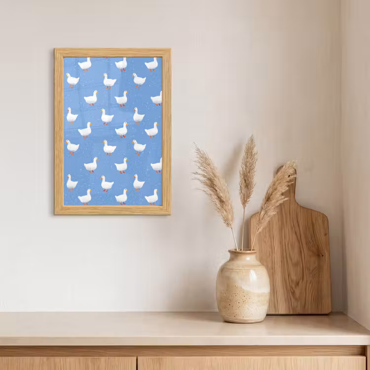 Poster met lijst - Ganzen - Elegant - Blauw — 3