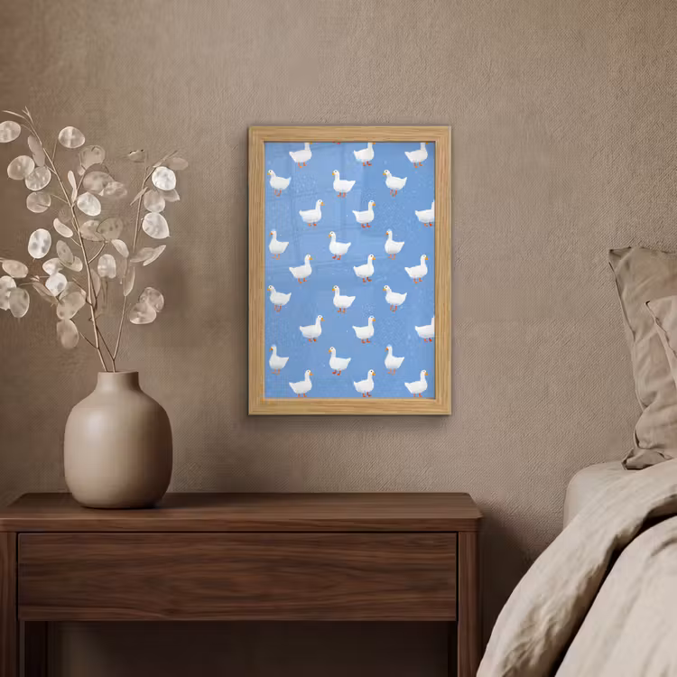 Poster met lijst - Ganzen - Elegant - Blauw — 4