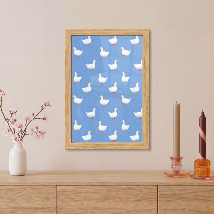 Poster met lijst - Ganzen - Elegant - Blauw — 5