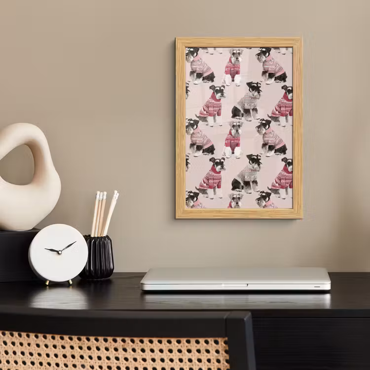 Poster met lijst - Honden - Truien - Rood — 2