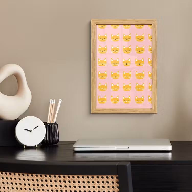 Poster met lijst - Katten - Patroon - Roze — 2