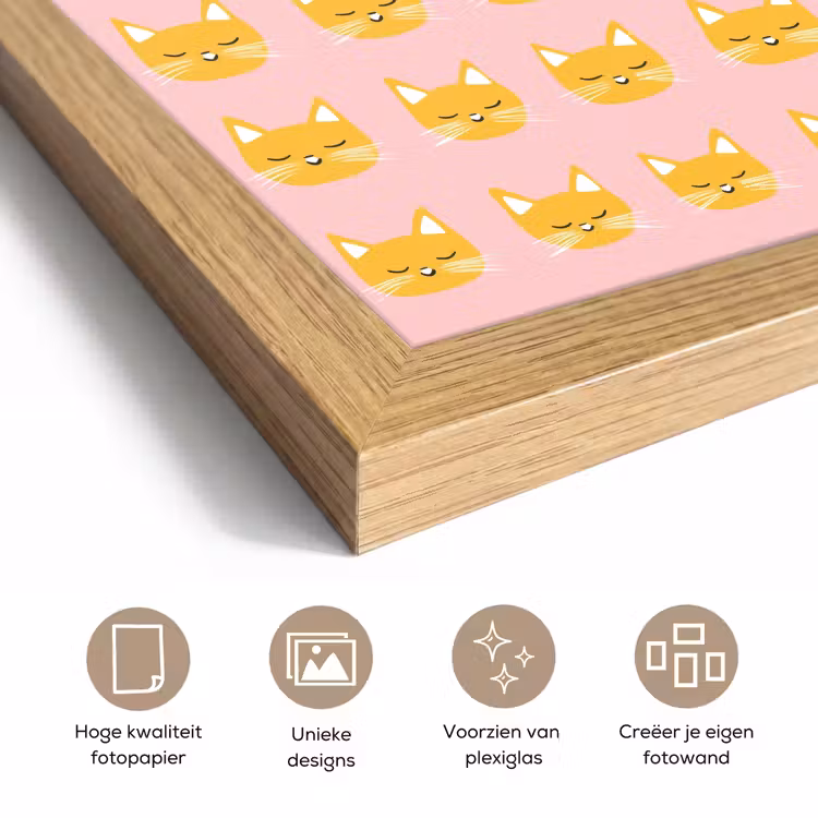 Poster met lijst - Katten - Patroon - Roze — 6