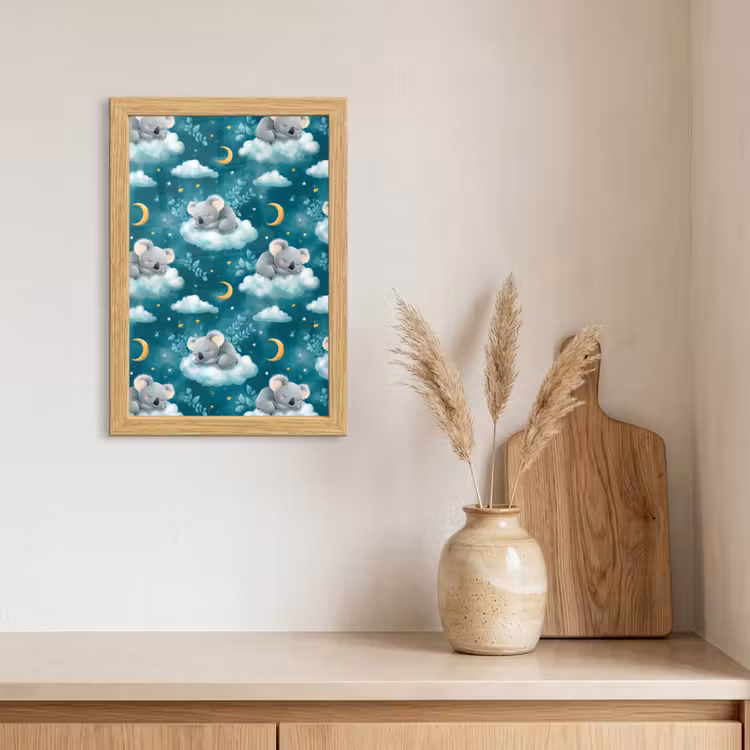 Poster met lijst - Koala's - Betoverend - Blauw — 3