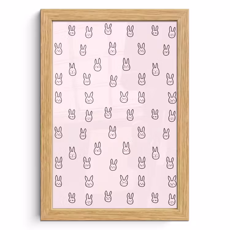 Poster met lijst - Konijnen - Minimalistisch - Roze — 1