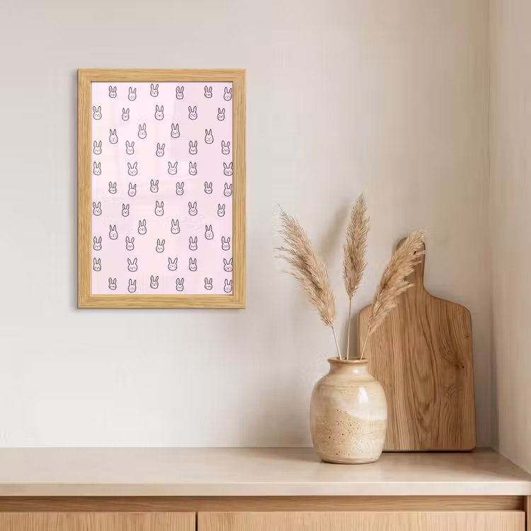 Poster met lijst - Konijnen - Minimalistisch - Roze — 3