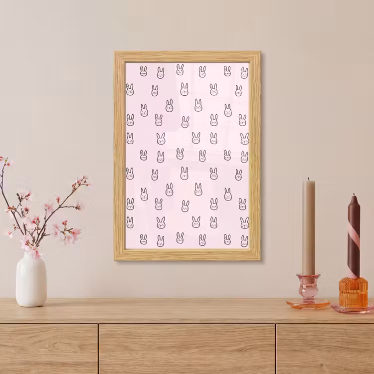 Poster met lijst - Konijnen - Minimalistisch - Roze — 5