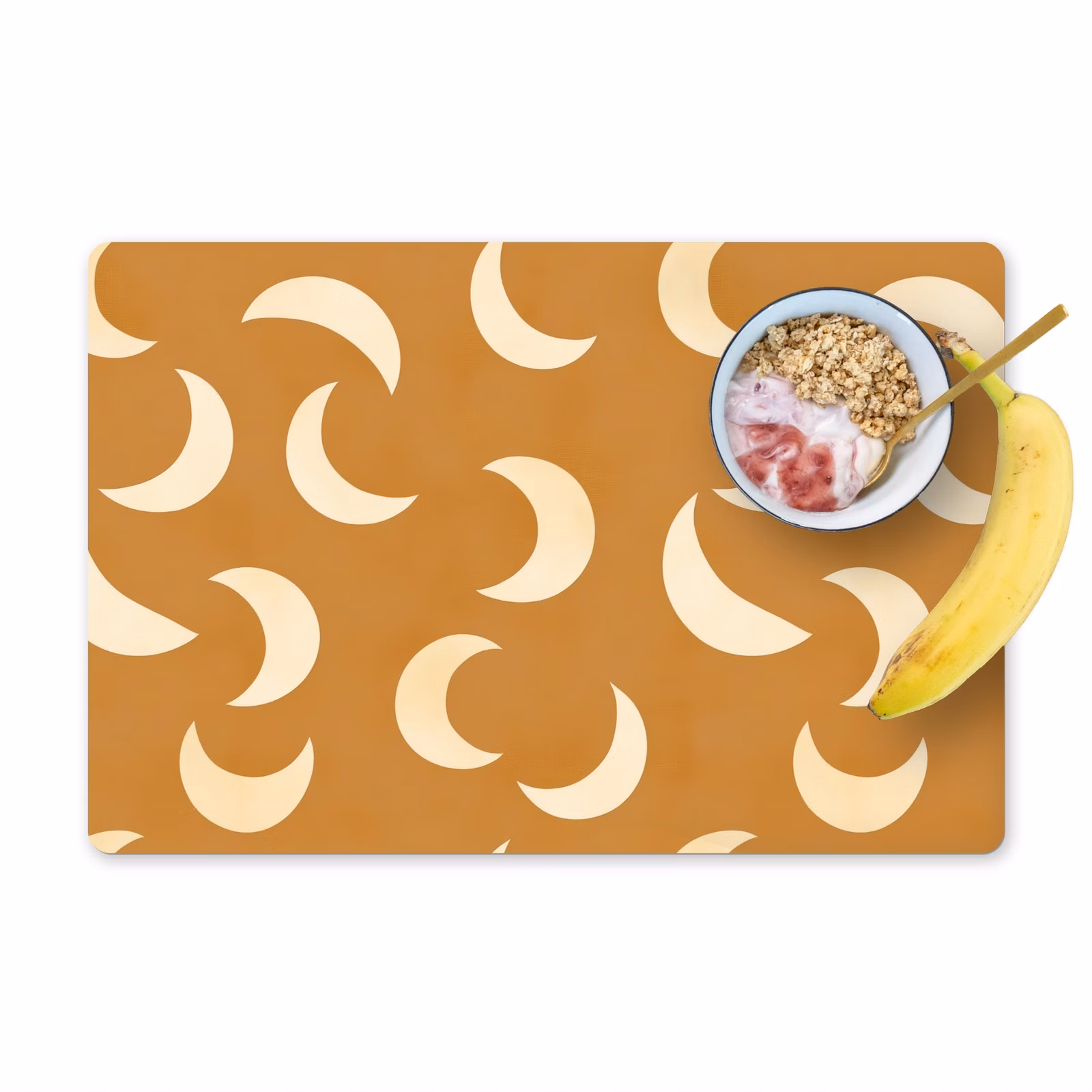 Placemat - 6 stuks - Manen - Patroon - Oker — 1