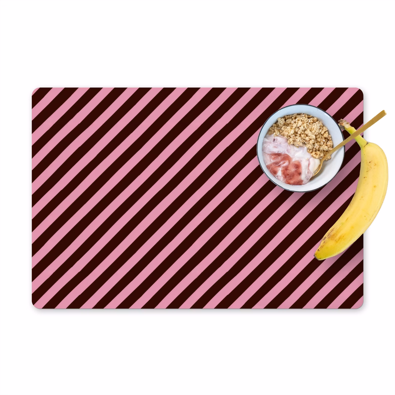 Placemat - 6 stuks - Strepen - Roze - Bruin — 1