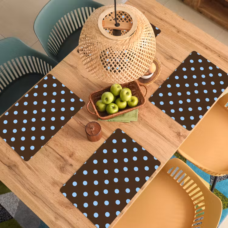 Placemat - 6 stuks - Klassiek - Stippen - Bruin — 3