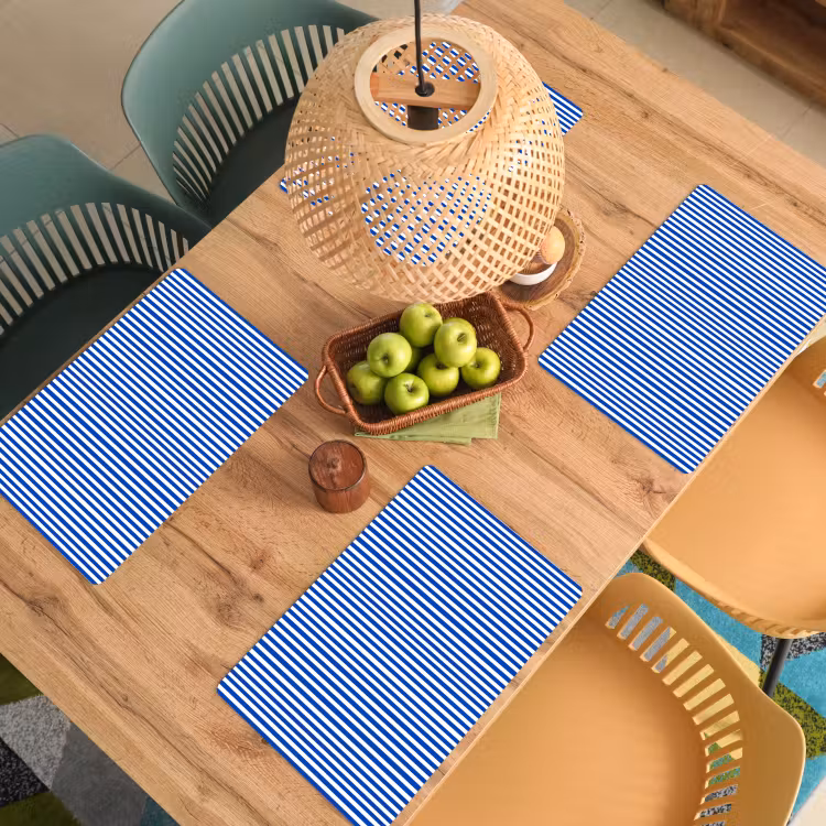 Placemat - 6 stuks - Klassiek - Strepen - Blauw — 3