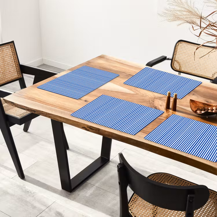 Placemat - 6 stuks - Klassiek - Strepen - Blauw — 4