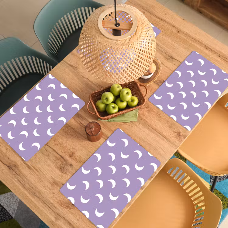 Placemat - 6 stuks - Manen - Patroon - Paars — 3