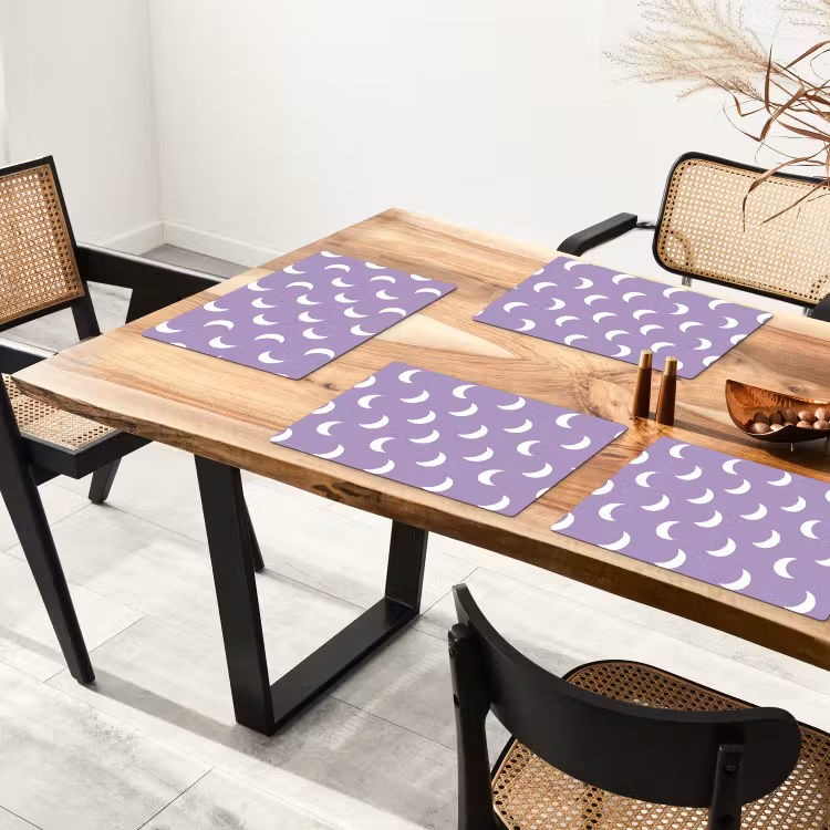 Placemat - 6 stuks - Manen - Patroon - Paars — 4