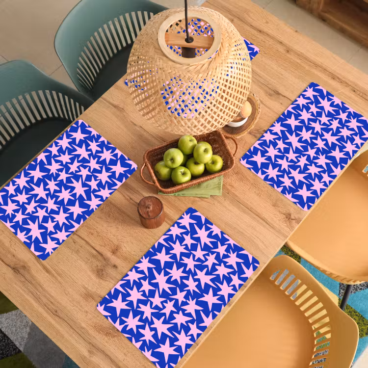 Placemat - 6 stuks - Modern - Sterren - Blauw — 3