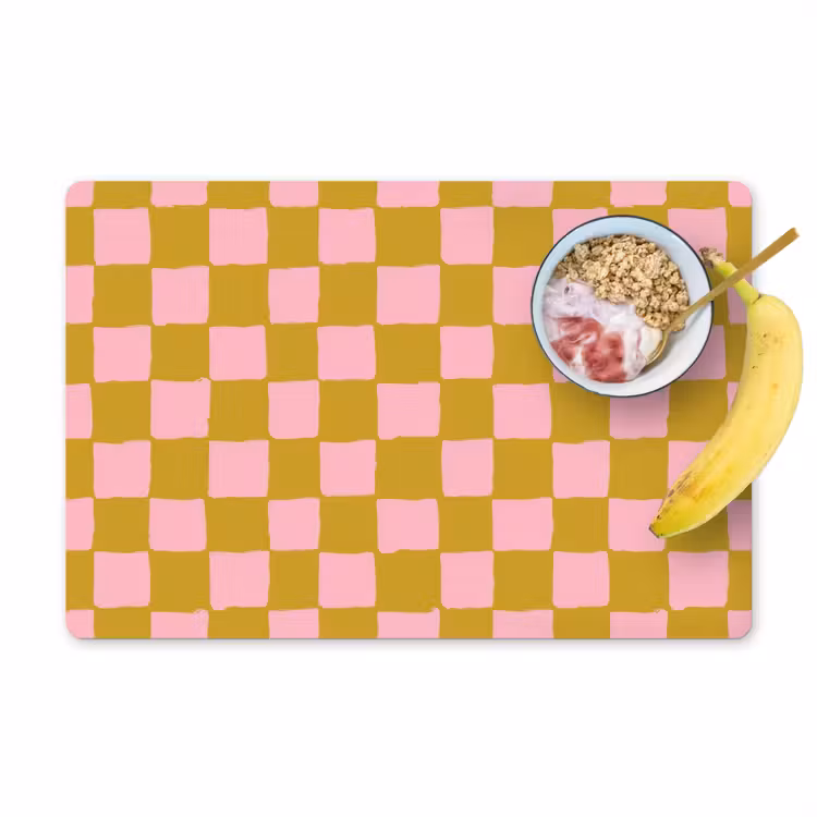 Placemat - 6 stuks - Patroon - Vierkant - Roze — 1
