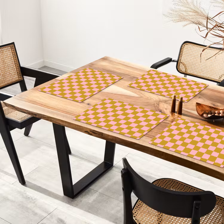 Placemat - 6 stuks - Patroon - Vierkant - Roze — 4