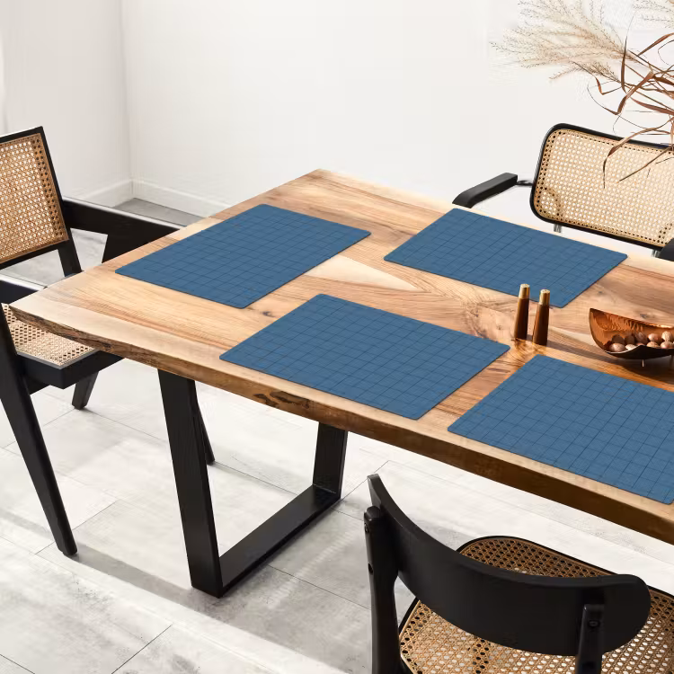 Placemat - 6 stuks - Ruiten - Geometrisch - Blauw — 4