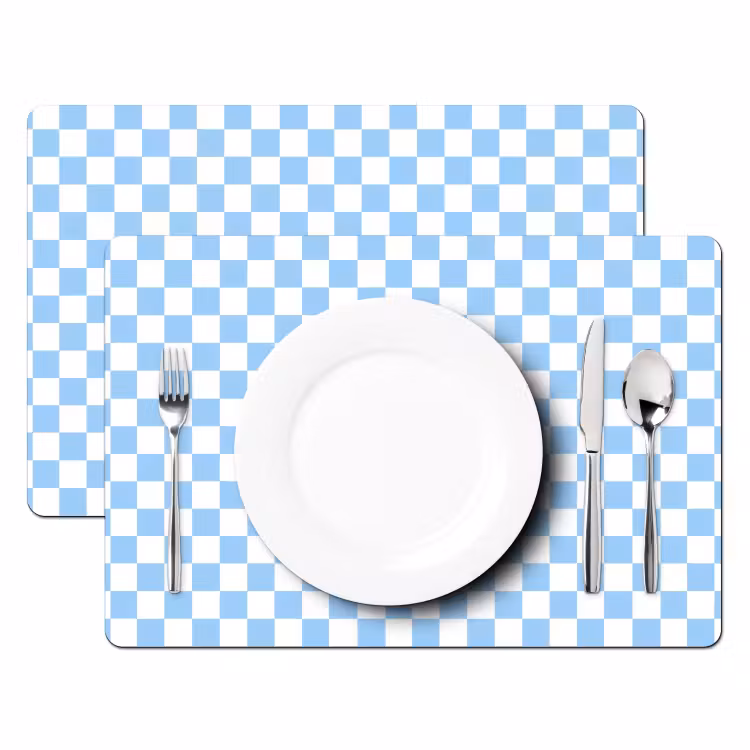 Placemat - 6 stuks - Schaakbord - Klassiek - Blauw — 2
