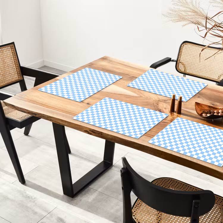 Placemat - 6 stuks - Schaakbord - Klassiek - Blauw — 4