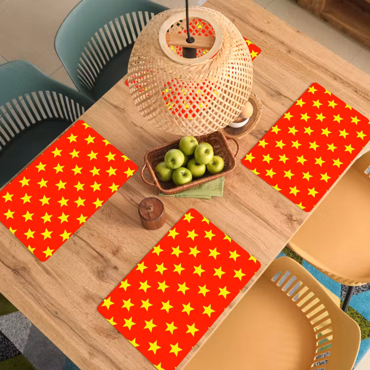 Placemat - 6 stuks - Ster - Patroon - Geel — 3