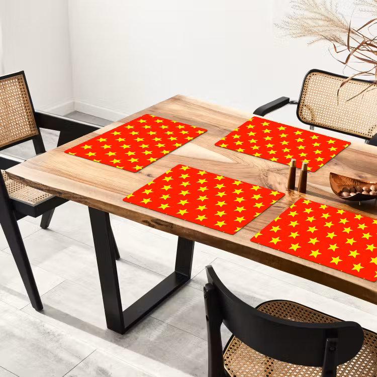 Placemat - 6 stuks - Ster - Patroon - Geel — 4