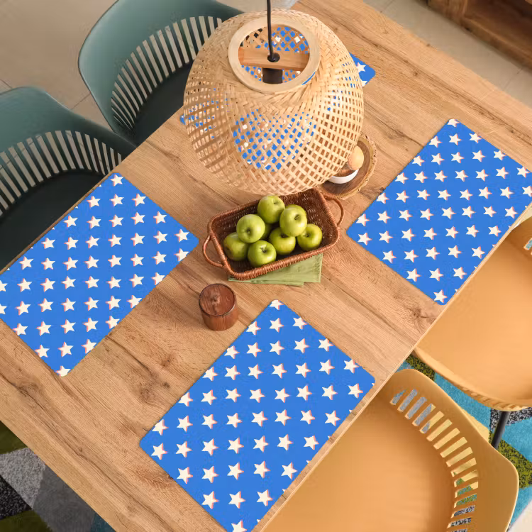 Placemat - 6 stuks - Sterren - Patroon - Blauw — 3