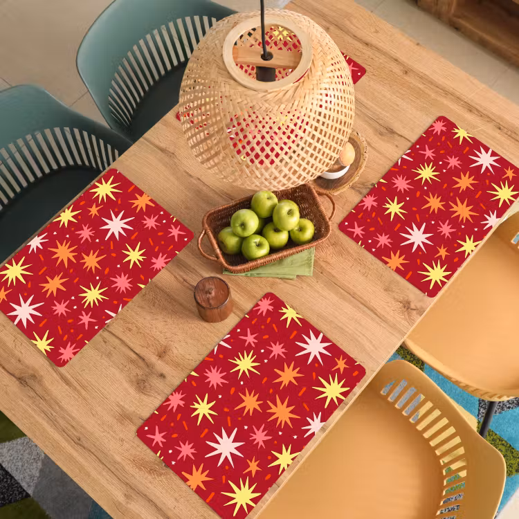 Placemat - 6 stuks - Sterren - Speels - Rood — 3