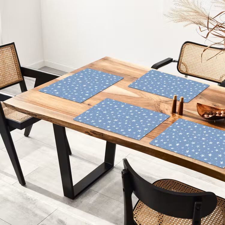 Placemat - 6 stuks - Sterretjes - Patroon - Blauw — 4