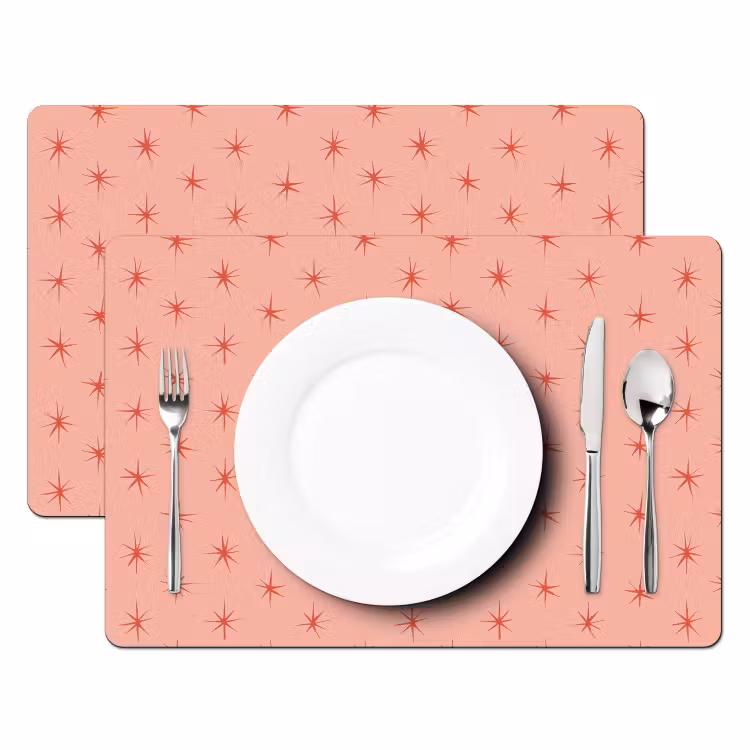 Placemat - 6 stuks - Sterretjes - Patroon - Oranje — 2