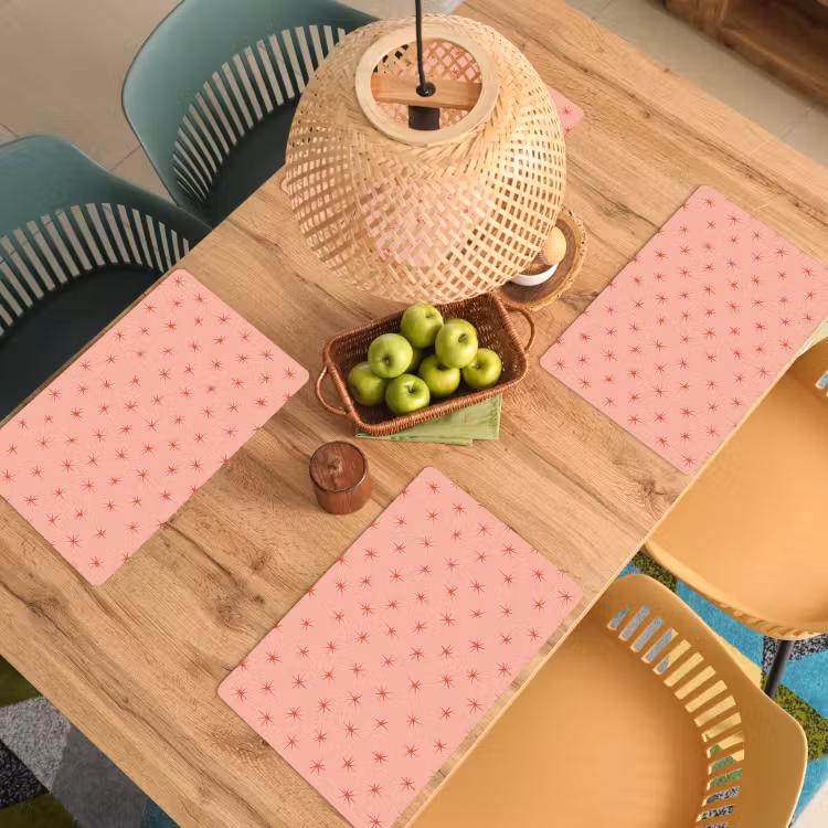 Placemat - 6 stuks - Sterretjes - Patroon - Oranje — 3