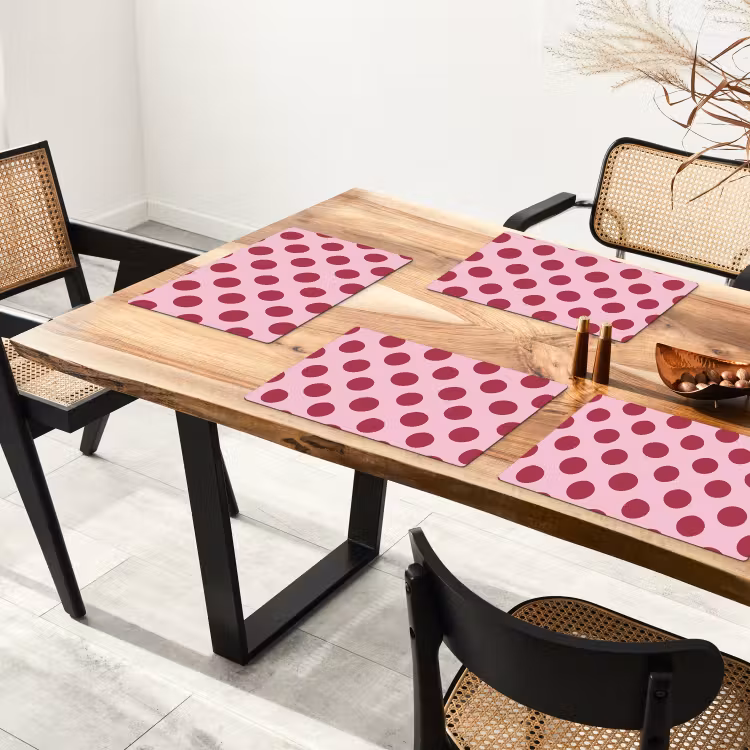 Placemat - 6 stuks - Stippen - Patroon - Bordeaux — 4