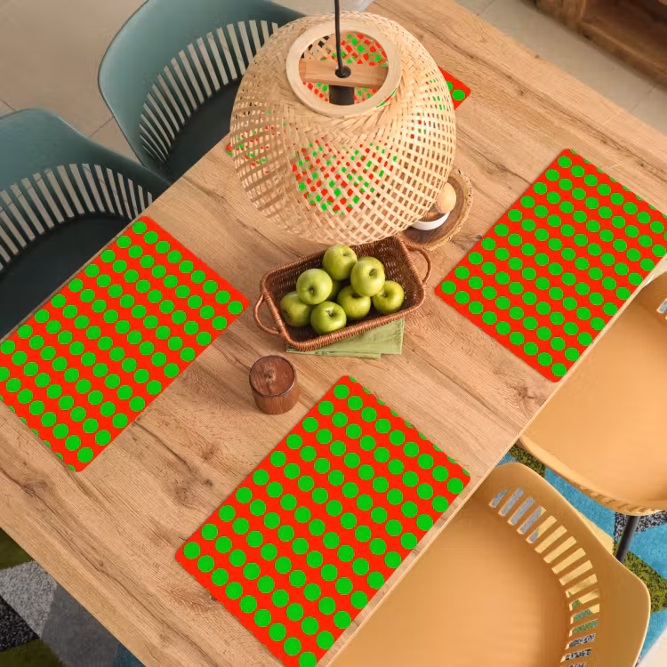 Placemat - 6 stuks - Stippen - Patroon - Groen — 3
