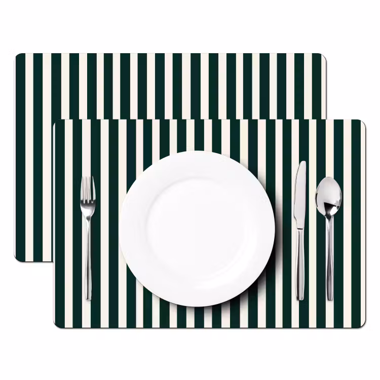 Placemat - 6 stuks - Strepen - Klassiek - Groen — 2