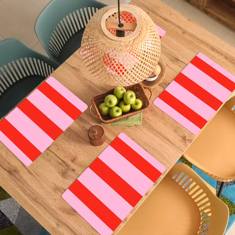 Placemat - 6 stuks - Strepen - Klassiek - Roze — 3