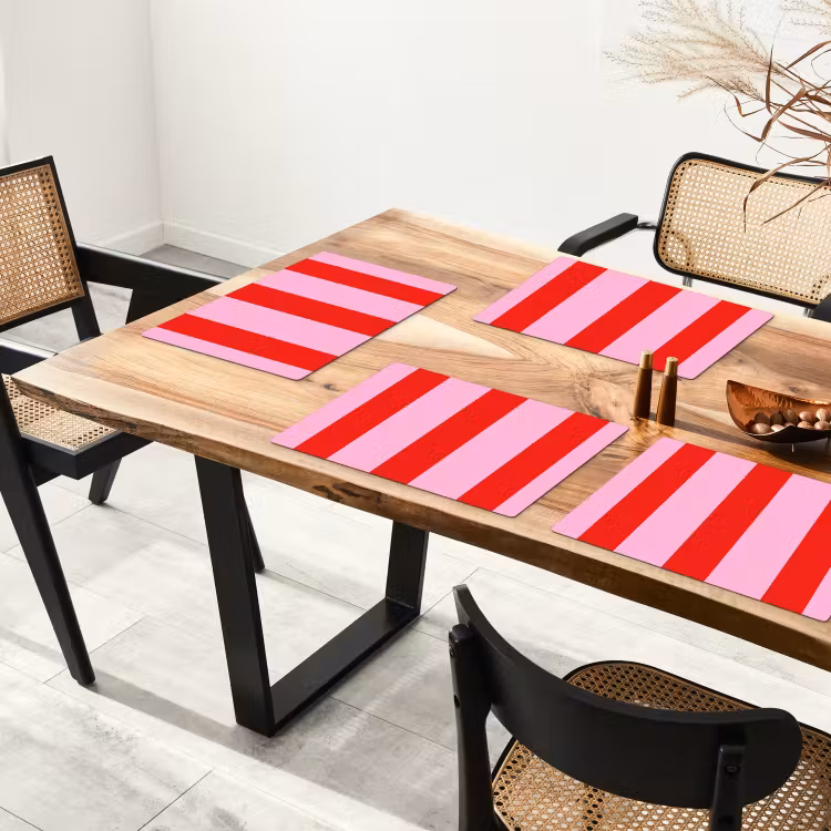 Placemat - 6 stuks - Strepen - Klassiek - Roze — 4