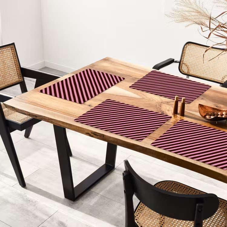 Placemat - 6 stuks - Strepen - Roze - Bruin — 4