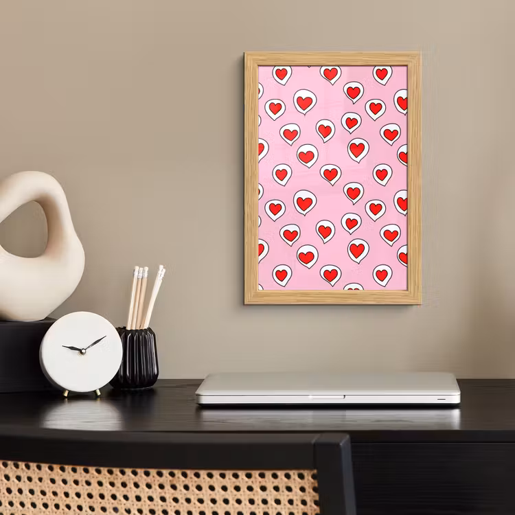 Poster met lijst - Hartjes - Patroon - Rood — 2
