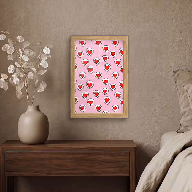 Poster met lijst - Hartjes - Patroon - Rood — 4
