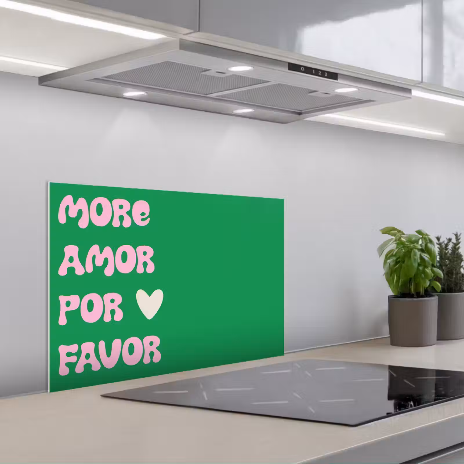 Spatscherm keuken - Amor - Valentijn - Groen - Tekst — 1