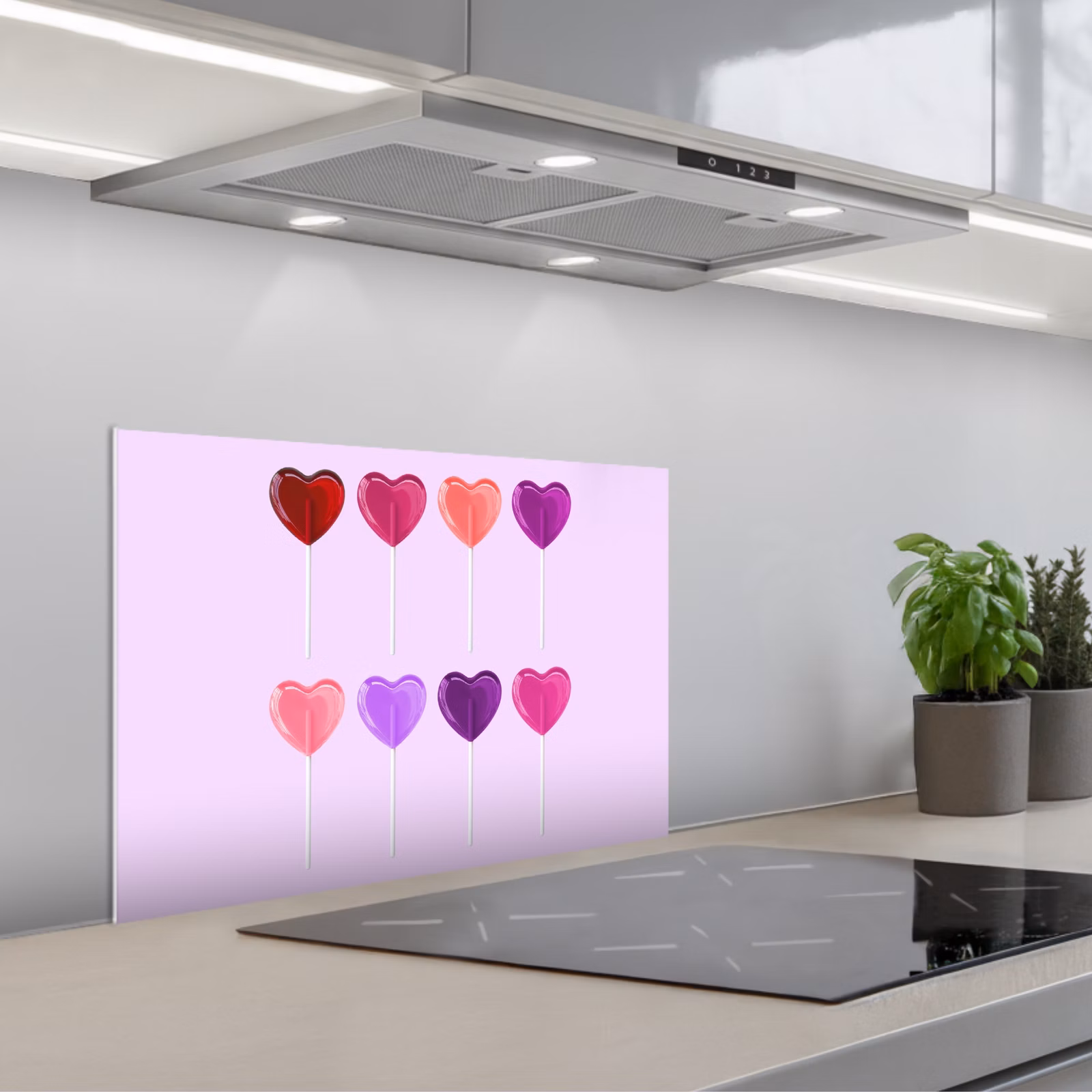 Spatscherm keuken - Lolly - Hart - Roze - Snoep — 1