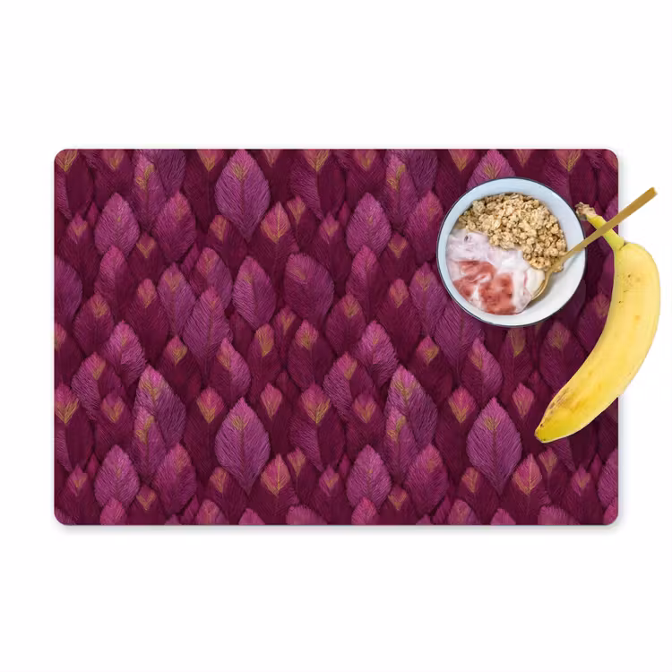 Placemat - 6 stuks - Bladeren - Patroon - Burgundy — 1