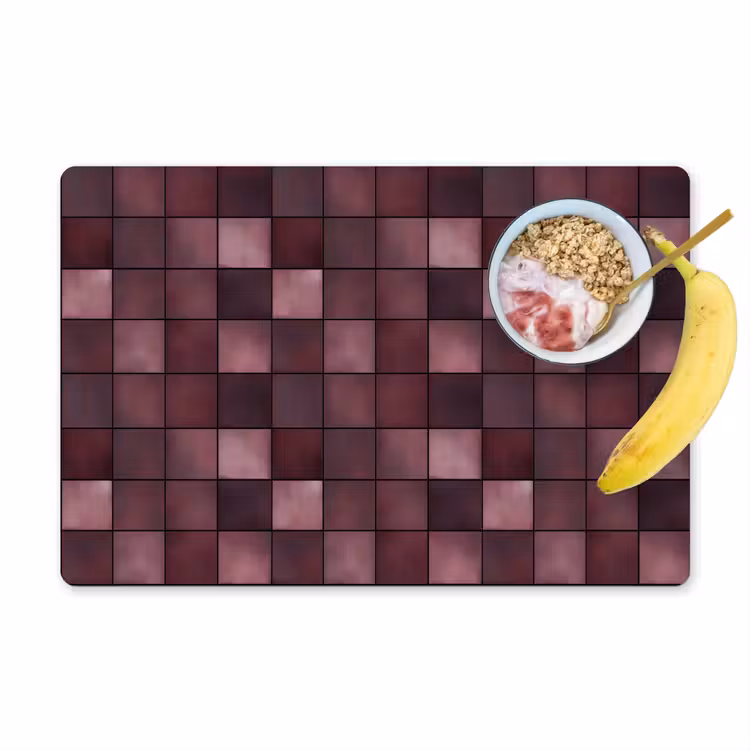 Placemat - 6 stuks - Vierkant - Tegel - Patroon - Paars — 1