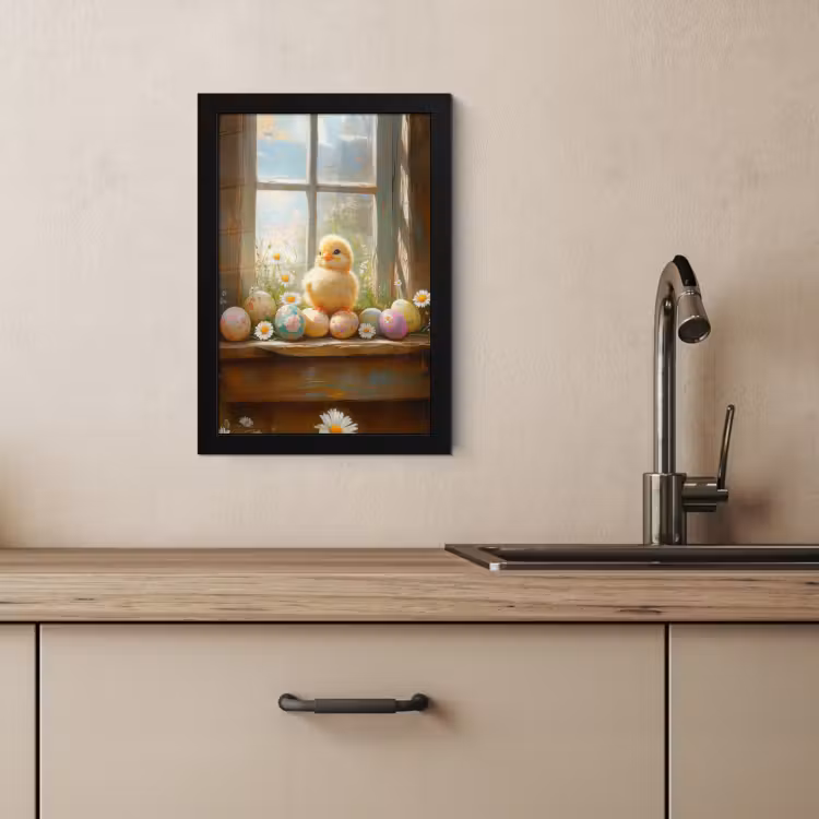 Poster met lijst - Kuiken - Raam - Paaseieren — 4