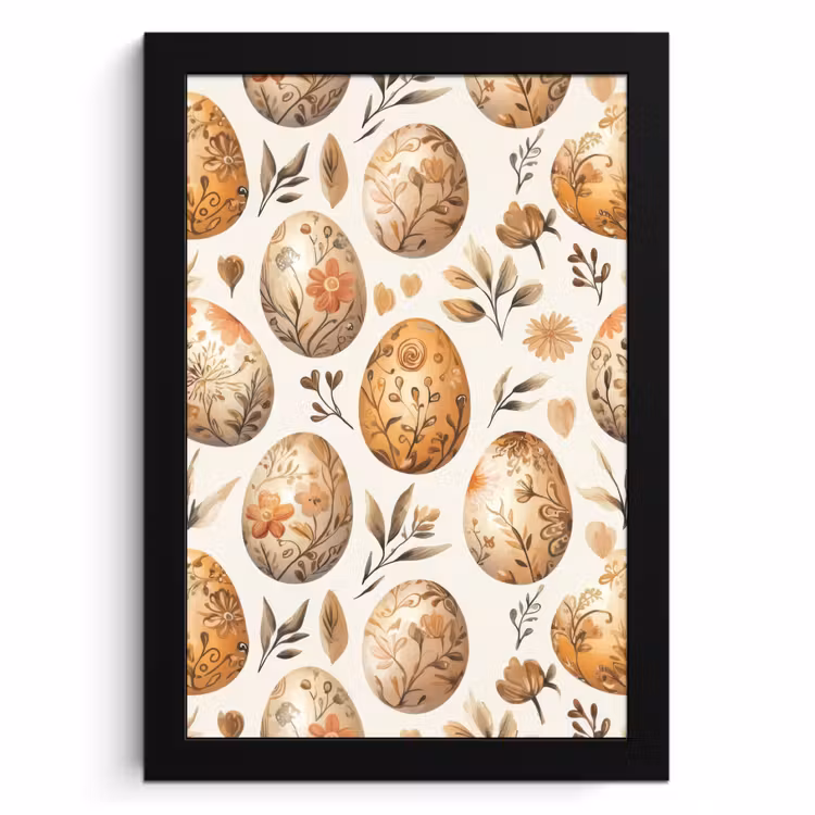 Poster met lijst - Paaseieren - Bruin - Bloemen — 2