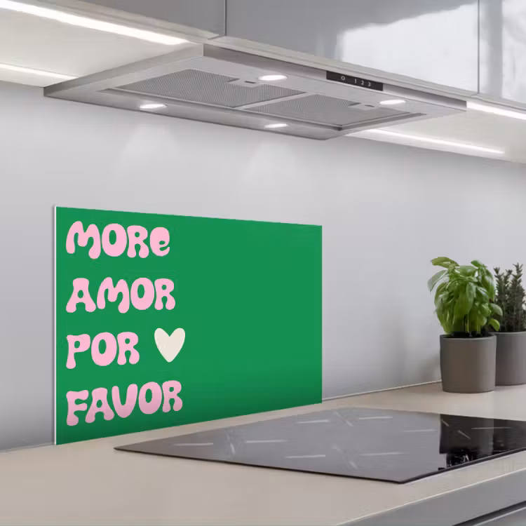 Spatscherm keuken - Amor - Valentijn - Groen - Tekst — 1