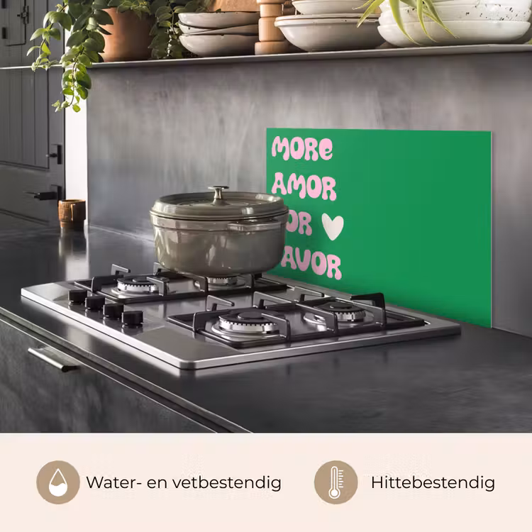 Spatscherm keuken - Amor - Valentijn - Groen - Tekst — 2
