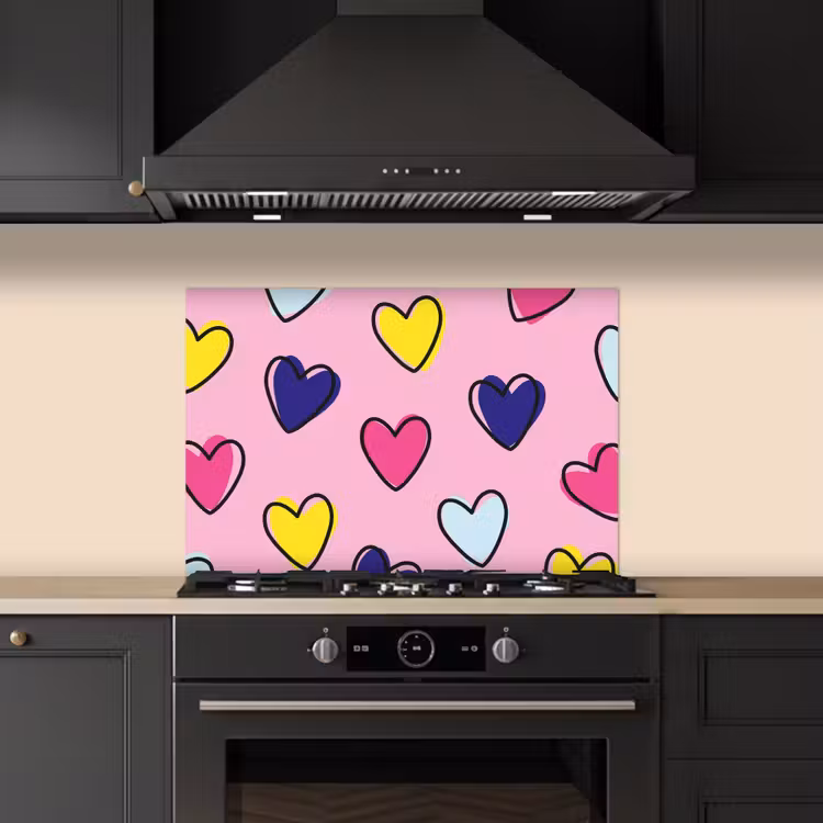 Spatscherm keuken - Hartjes - Valentijn - Patroon - Kleurrijk — 5