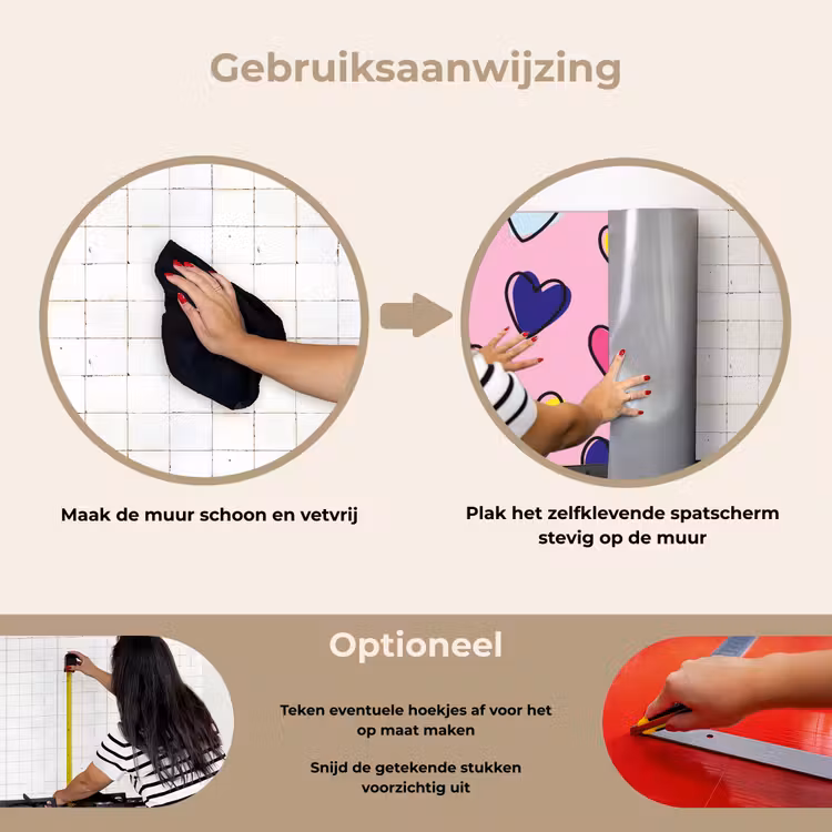 Spatscherm keuken - Hartjes - Valentijn - Patroon - Kleurrijk — 6