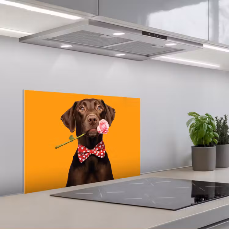 Spatscherm keuken - Hond - Oranje - Roos - Valentijn — 1